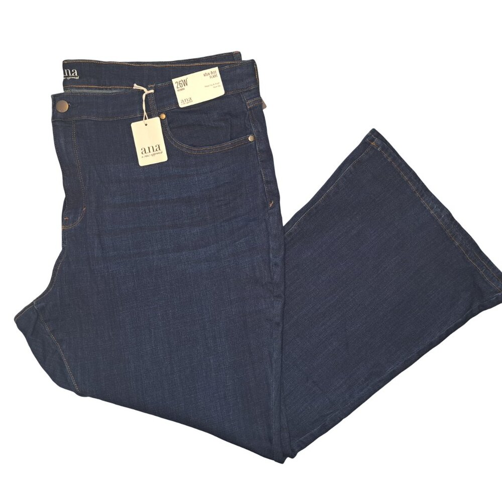 NEW ANA High Rise Dark Wash Flare Jeans Plus Size 26W